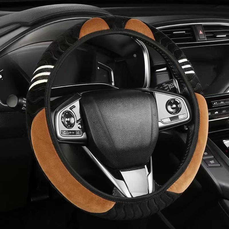 Cartoon Monster Plush Car Steering Wheel Cover - Cute & Creative Design