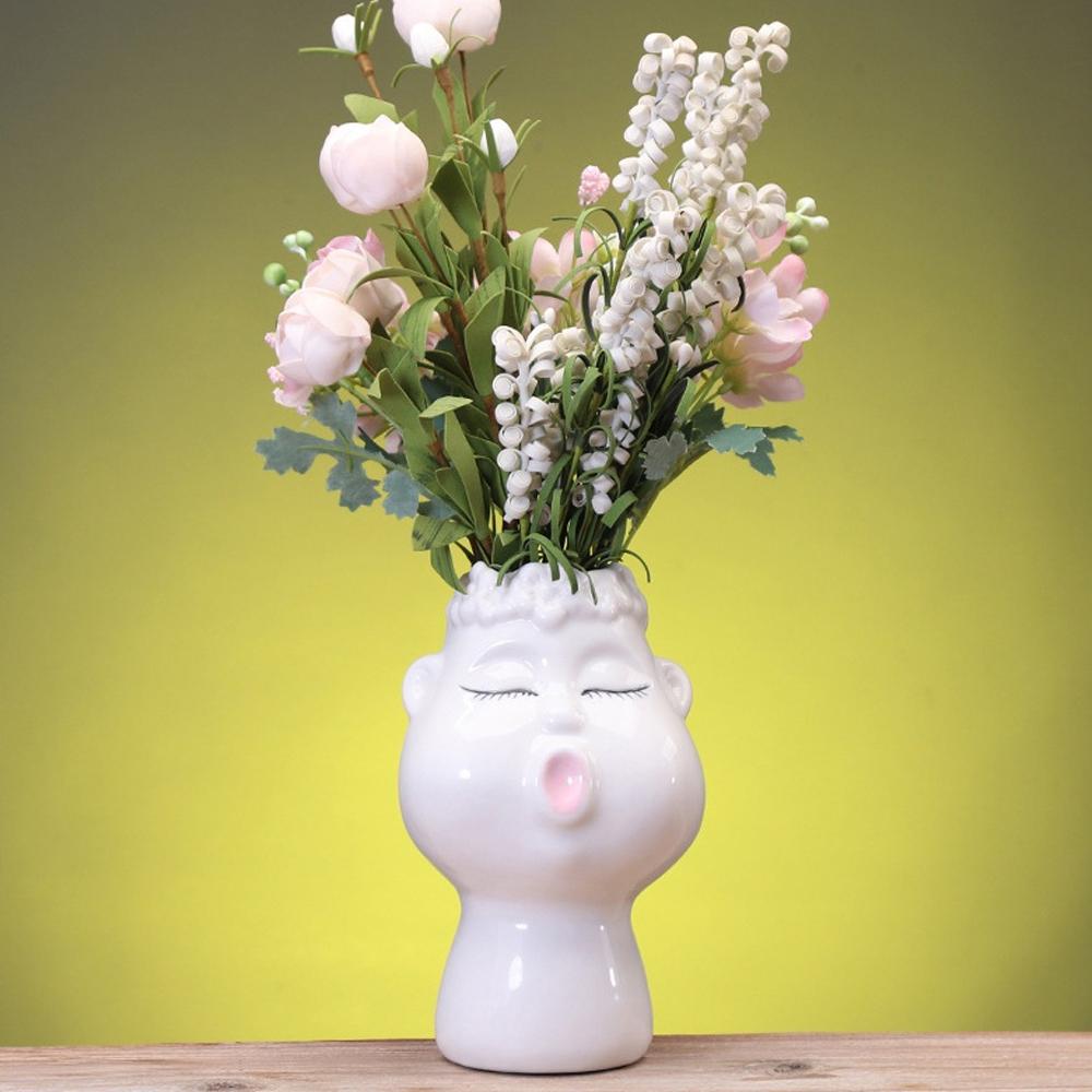 Kreatywny Wazon Statua Chłopca Ceramiczny Wazon Hydroponiczny Dekoracja na Suche Kwiaty Kompozycja Kwiatowa Wystrój Domu Ozdoba Artystyczna do Salonu