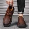 Fashion New Leather Men's Hiking Shoes Lace-up Man Light Flats Comfortable Outdoor Driving Flats Fashion Stylish Casual Shoes for Men