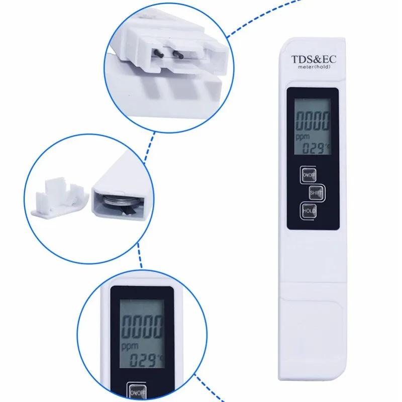 1pc White Handheld TDS Digital Water Tester High Precision Household Purified Tap Water Multifunctional Large Screen Display