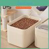 Storage Builtin Barrel With Grain Measuring Cup Clear Cover Large Capacity Wide Mouth Airtight Pet Food Container