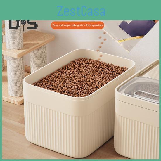 Storage Builtin Barrel With Grain Measuring Cup Clear Cover Large Capacity Wide Mouth Airtight Pet Food Container