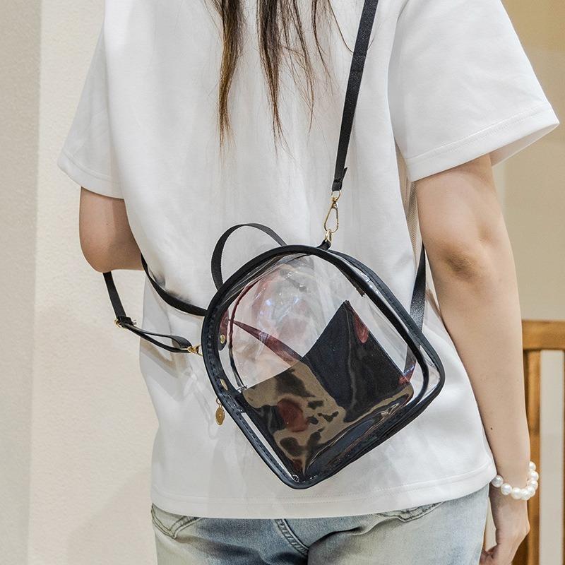 Backpack summer transparent jelly bag pvc fashion messenger bag small schoolbag