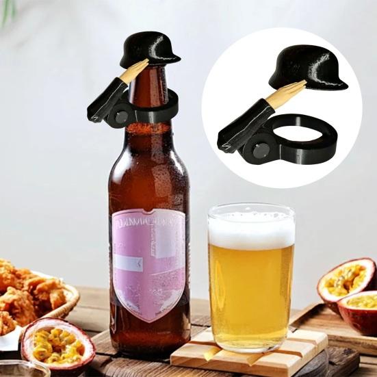Crack Resistant Bottle Caps 2Pcs Funny Soldier Helmet Caps, Plastic Beer Toppers for Standard Collectible Bottles, Reusable Salute Cap Party