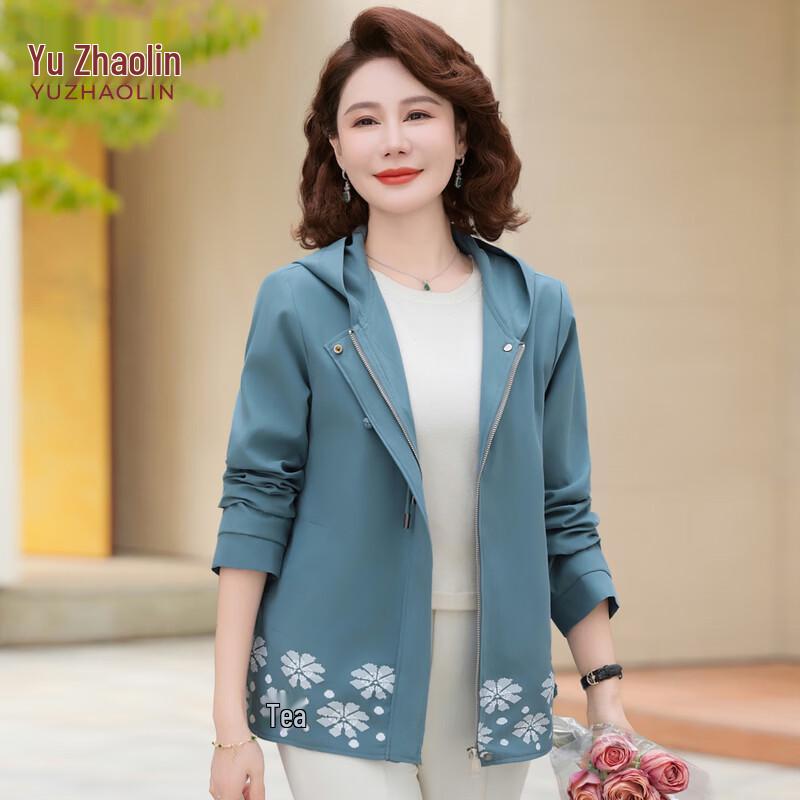 

YUZHAOLIN Women s Hooded Floral Windbreaker Jacket 2XL