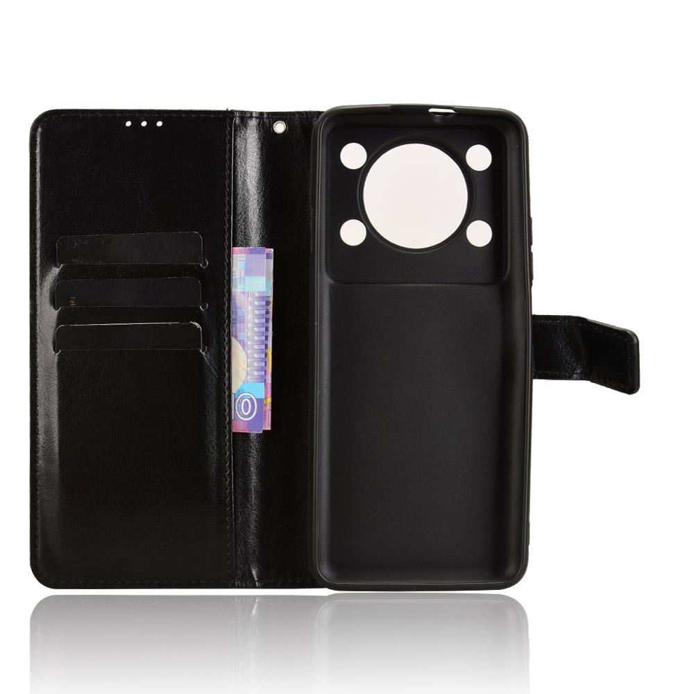 For Oukitel C60 Pro/Oukitel C60 PU Leather Case with Strap Crazy Horse Texture Phone Wallet Cover