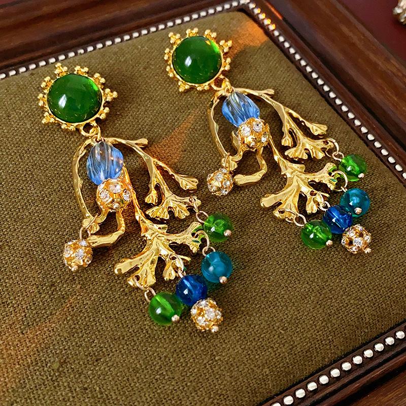 Real Gold-Plated Silver Needle Heart-Shaped Freshwater Pearl Earrings, Vintage Chinese Style