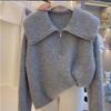 Thick and Loose Design Half Zipper Knitted Sweater Top Knitted Sweater for Women