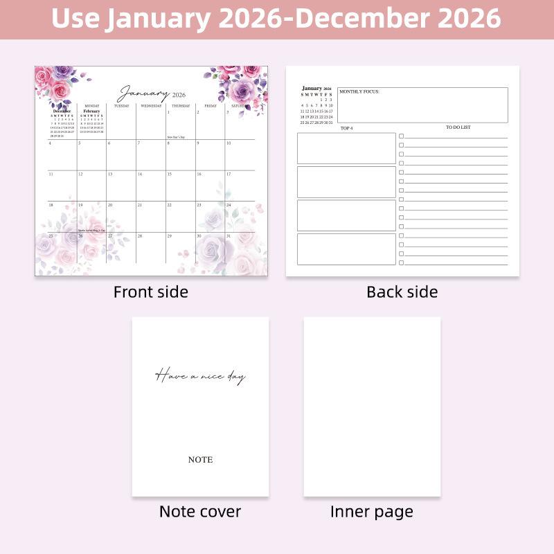 Standing Desk Calendar 2026 Aesthetic Art Calendar January 2026-Dec 2026 Planner Calendar for Organizing & Planning a 1pcs Pen