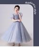 Girls' Sequin Puff Sleeve Princess Dress - Long Mesh Flower Girl Wedding Summer Formal Attire