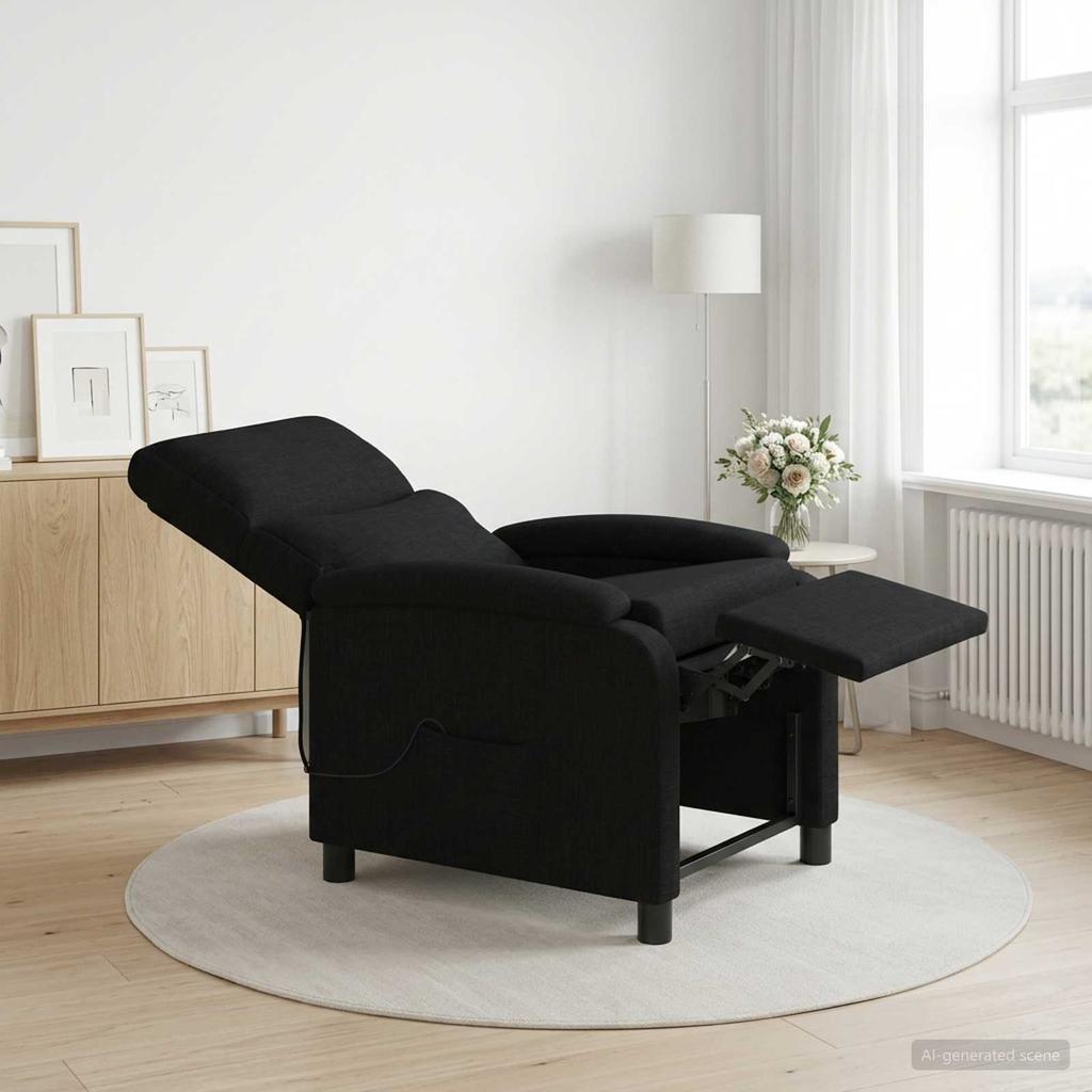 Massage Relax Chair Black Fabric