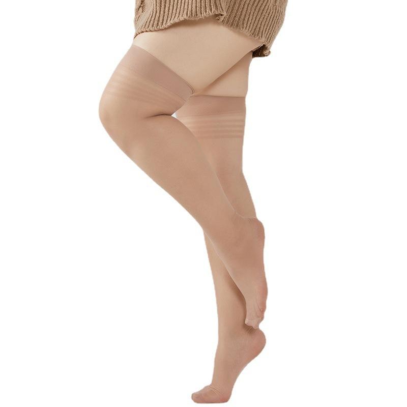 Women Sheer Sexy Elastic Hosiery Plus Size Striped Lace Thigh High Stockings Over Knee Stay Up Slim Fit Long Socks Big Size XXXL