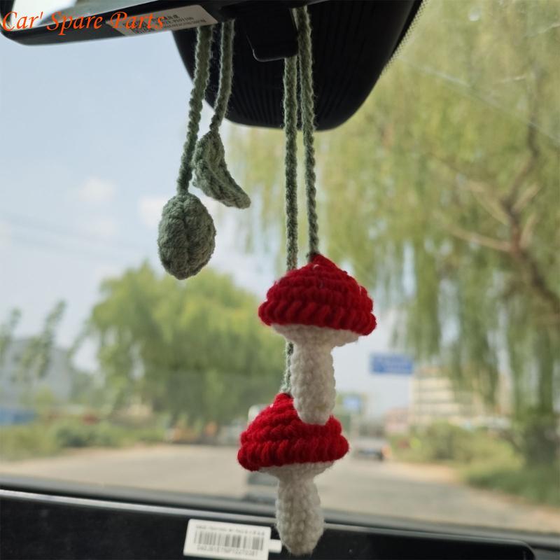 Y4UA 2pcs designs Crochet Car Mirror Accessories Car Interior Hanging Charms
