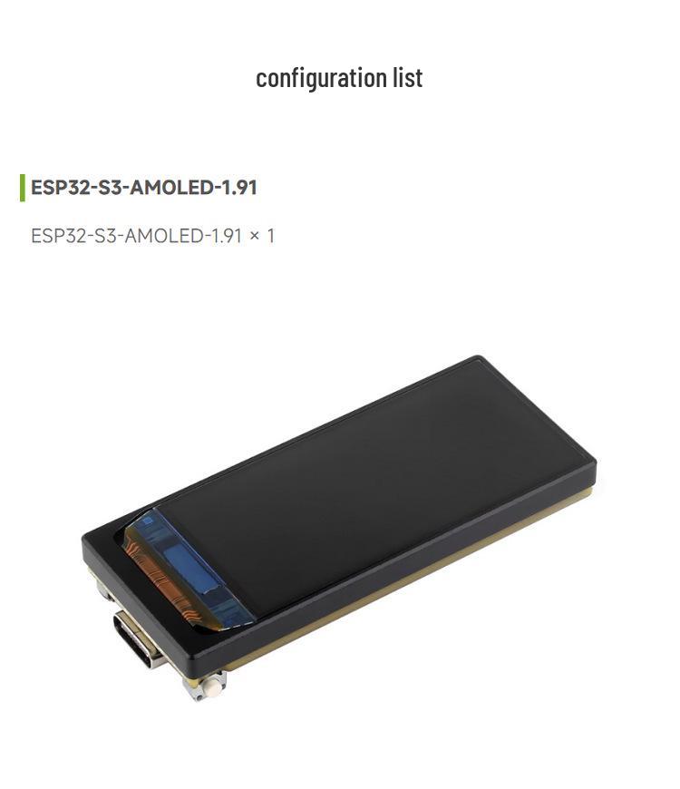 ESP32-S3 Dev Board with 1.91" AMOLED Touchscreen, WiFi, Bluetooth, LVGL GUI & 6-Axis Sensor