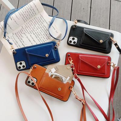 Kožená crossbody peněženka pouzdro držák na karty pro iPhone 13/15 Pro Max