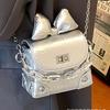 Summer fashionable white mini bag women's new 2025 high-end niche messenger bag versatile chain small square bag