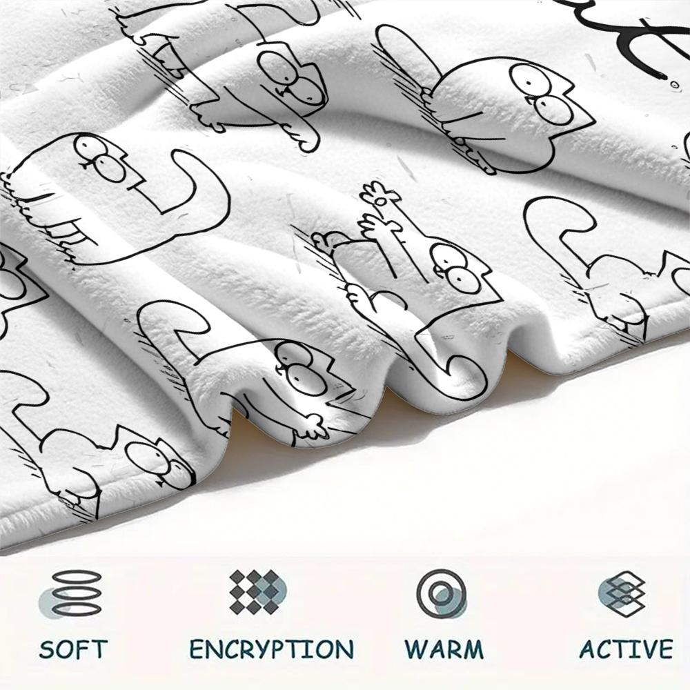 1pz Coperta in Flanella con Stampa del Gatto Simon, Alta Qualità per Tutte le Stagioni, Decorazione per la Casa, Calore e Comfort, Perfetta per Regali di Natale