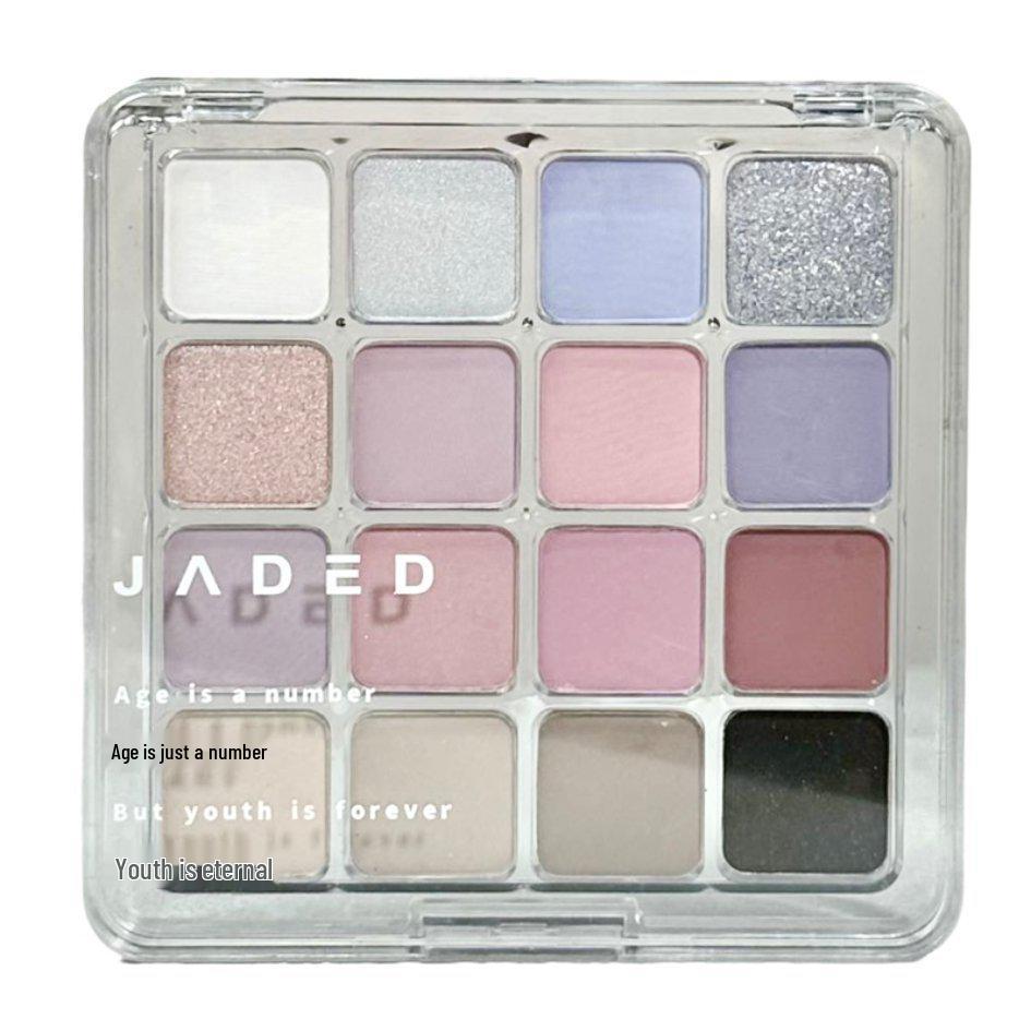 JADED Mood 16-Color Eyeshadow Palette: Pure Desire - Smoky Pink & Light Makeup with Matte & Shimmer Shades.