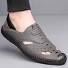 2025 Summer New Men's Leather Sandals Handmade On-line Soft Leather Soft Sole Hollow Breathable Casual Shoes 2025