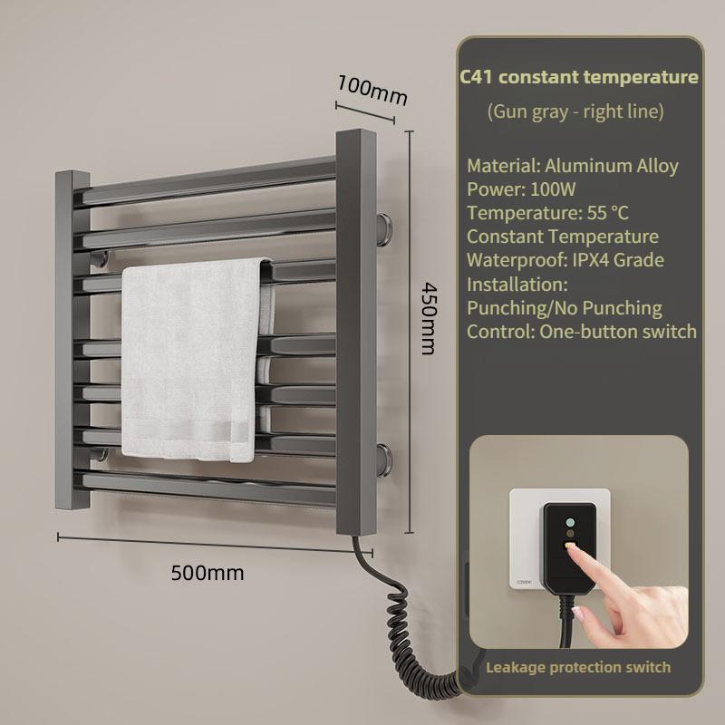 Bathroom Electric Heating Towel Aluminum Alloy Electric Towel Rack Bar Intelligent Constant Temperature Drying Towel Storage Rack