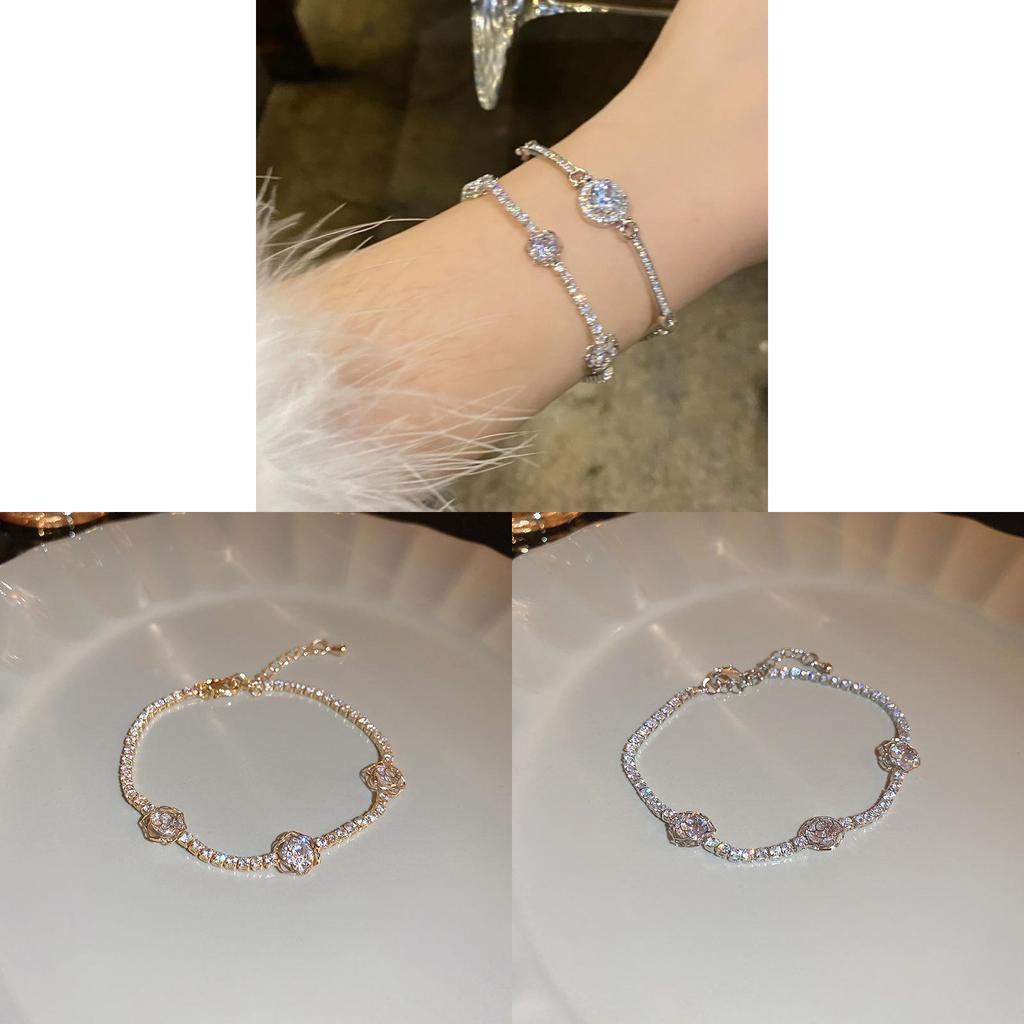 Fashionable Zircon Floral Bracelet In Gold Silver For Womens Casual And Formal Outfits