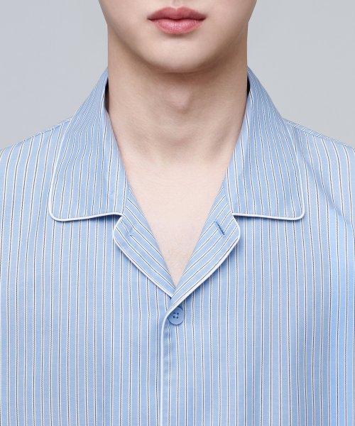 [Musinsa Standard] Cotton Tencel Half Pajama Set [Sky Blue Stripe] [Shipped from Korea] 100% Authentic