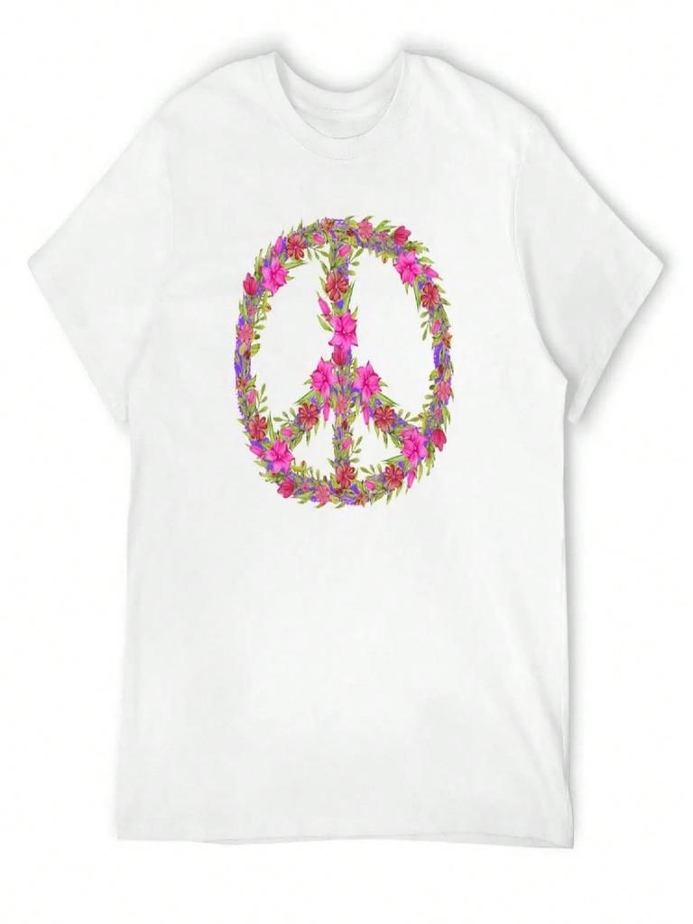 A 1960's Flower Power Floral Peace Sign T-Shirt Tops Shirts Graphic Tees Vintage Anime Shirt Summer 2025 Unisex Graphic T Shirts