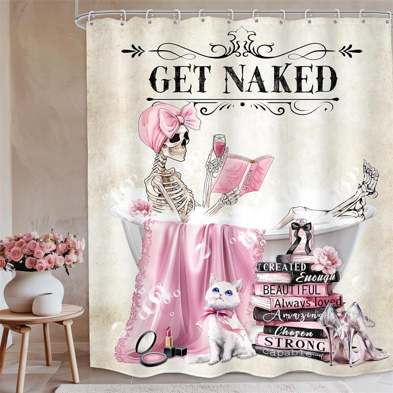 Halloween Shower Curtain Funny Spooky Pumpkin Skull Bat Flower Plant Night Forest Bath Curtains Home Bathroom Decor with Hooks