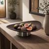 Pedestal Tray Shatterproof Boat-Shaped Low-Profile for Coffee Table