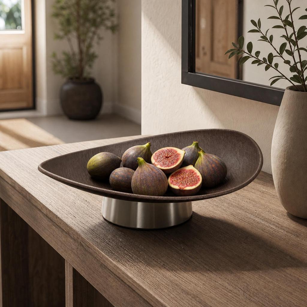 Pedestal Tray Shatterproof Boat-Shaped Low-Profile for Coffee Table