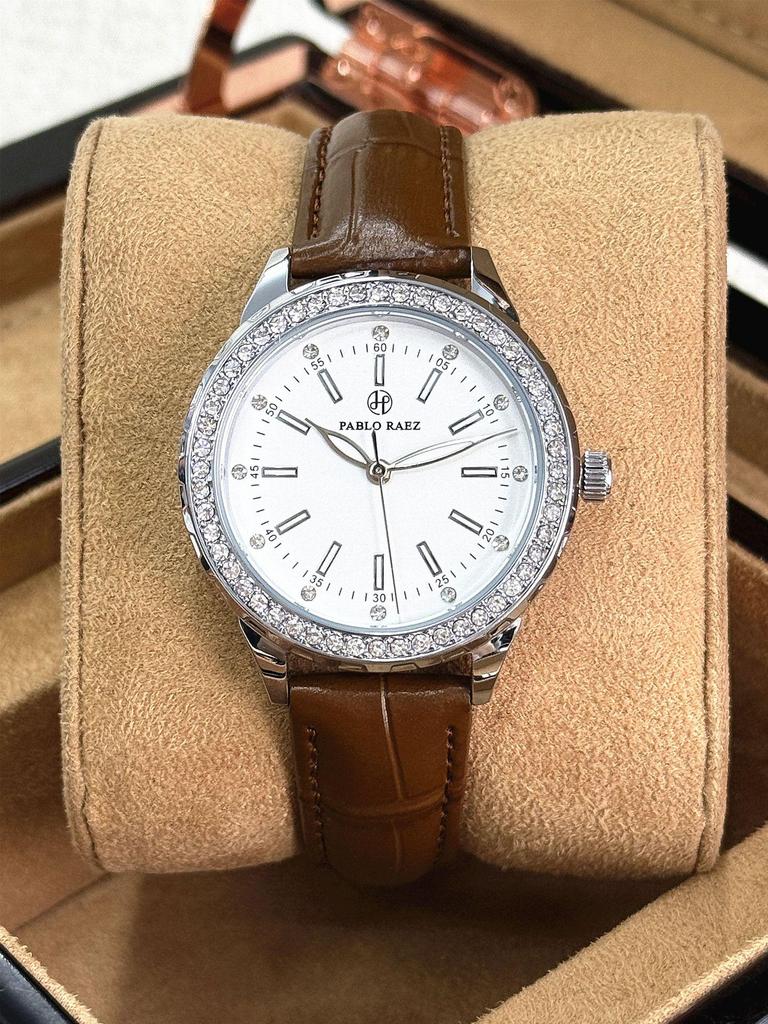 Pablo Raez Women's Luxury Gold Rhinestone Waterproof Wristwatch