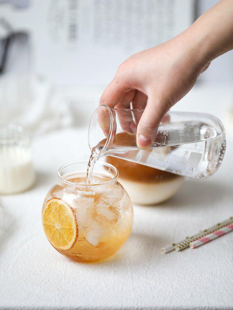 Round Spherical Glass Cup Ice Coffee Milk Tea Cold Drink Cup Transparent Microwavable Dessert Cup