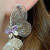 1 Pair Women Earrings Cubic Zirconia Inlaid Butterflies Shape Earrings Date Night Stud Earrings Jewelry Accessories