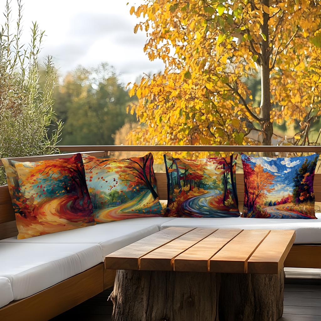Herfst Abstract Schilderij Kussensloop Bedrukt Polyester 45x45cm Sierkussenhoes Decoratief Bankkussen Kussenhoes Woondecoratie