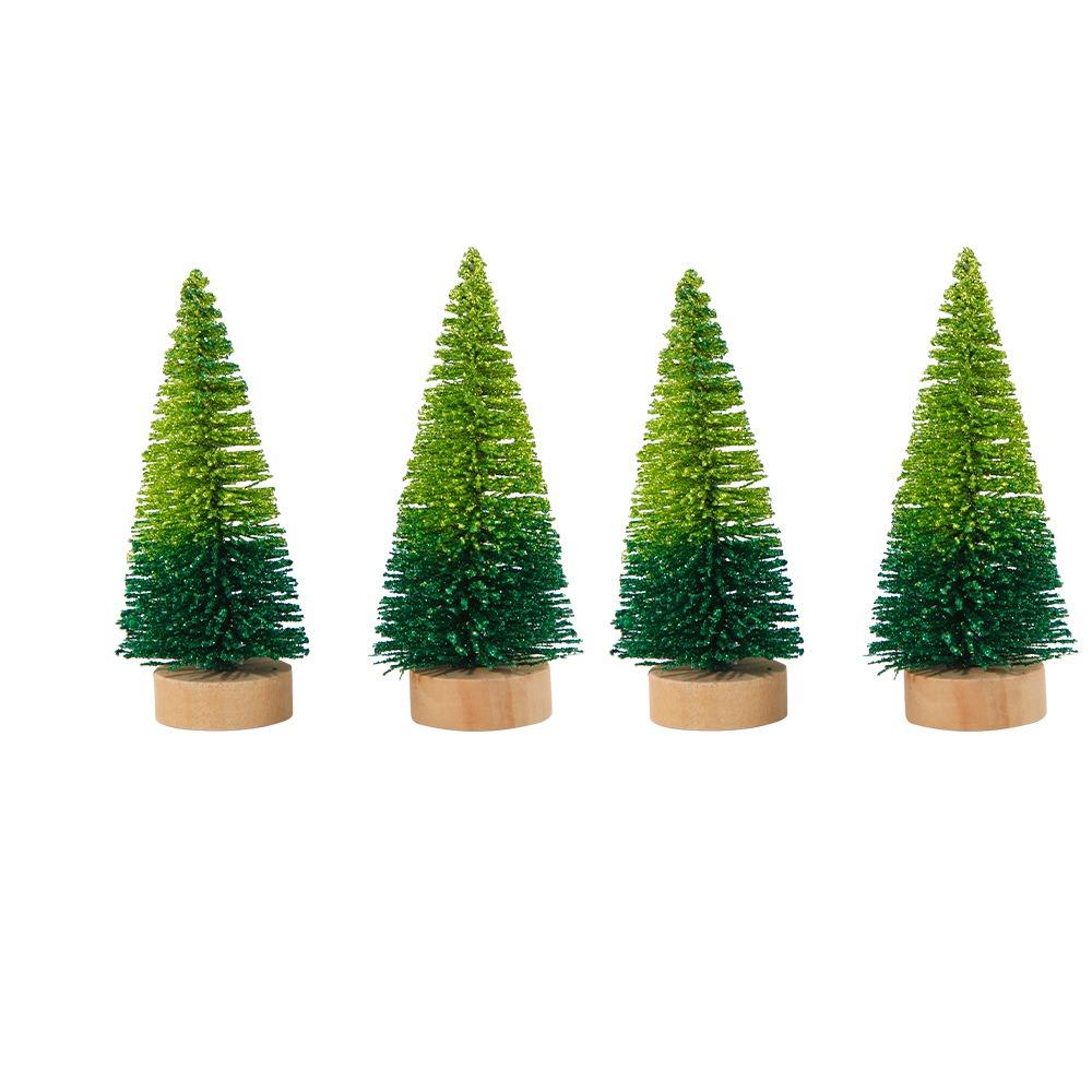 4pcs Plastic Mini Christmas Tree Gradient Artificial Xmas Pine Tree  Party Favors