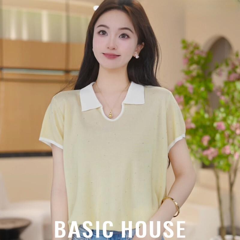 Basic House Women s Polo Knit Shirt L