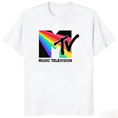 MTV Music Television 1981 Logo T-Shirt Hohe Qualität BAUMWOLLE T-Shirt Herren O-Ausschnitt Coole Sommer-T-Shirts Kurzarm-T-Shirts Mode-Oberteile