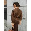 Women Elegant Irregular Hem Plush Lapel Coats Fashion Lace Up Pocket Long Sleeved Jacket 2024 Autumn Winter New Warm Outwear