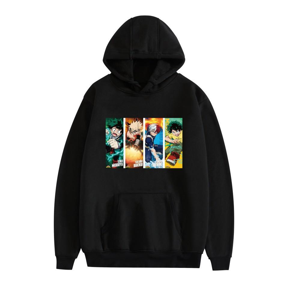 Anime Letter Print Hooded Autumn And Winter Sweater
