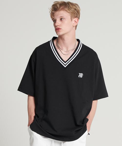 Tener Deep V-Neck Boxy Tee Black F