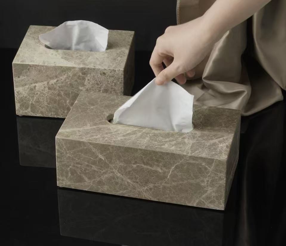 Bathroom Accessories Set 9-Piece Marble White Bathroom Set White Bathroom Accessories with Slim Trash Can Soap Dispenser Brush