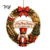 Christmas Party Wall Accents Interchangeable Wooden Wreath, 12 Pcs Front Door Plaque, DIY Decorative Wreath for Entrance Handmade Pattern Hanging