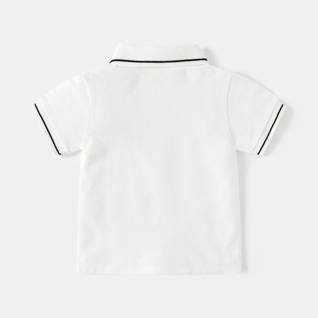 Boys Embroidered Polo Shirt Short Sleeve Cotton Casual Summer Top for Kids
