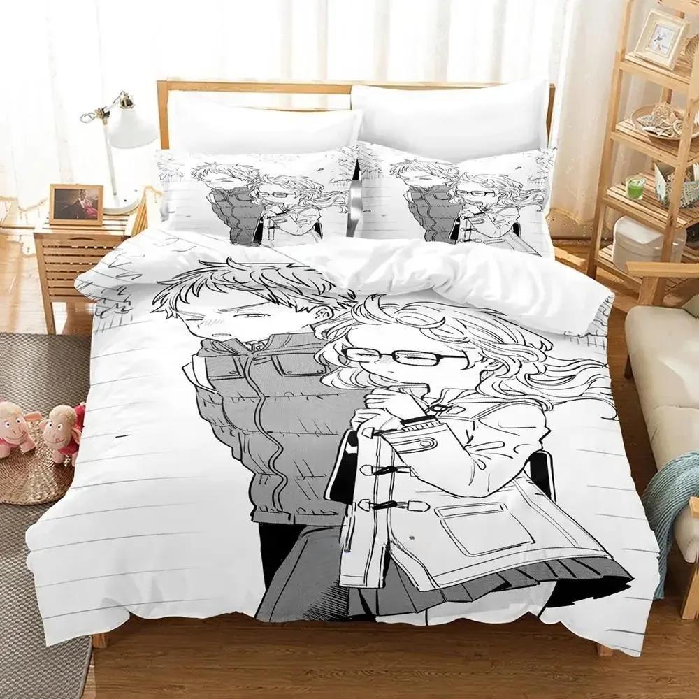 3D Kawaii The Girl I Like Forgot Her Glasses Kaede Bedding Set Cartoon Anime Three-piece Set Adult Kid Bedroom Duvet Cover Sets