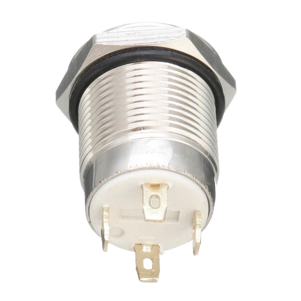 12mm LED Push Button Switch 12V 4Pin Silver Momentary Self-Locking Switches Waterproof