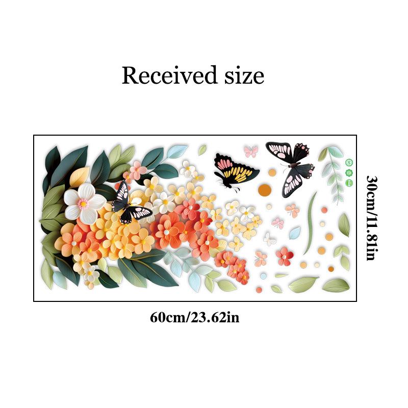 3D Vision Small Flower Wall Stickers Peel and Stick Butterfly Florals for Living Room Kitchen Corridor Entrance Wall Decoration