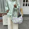 Sweet Pleated Dumpling Bag Large Capacity Women Chic Underarm Bag Cute Lattice Tote Bag  Outdoor