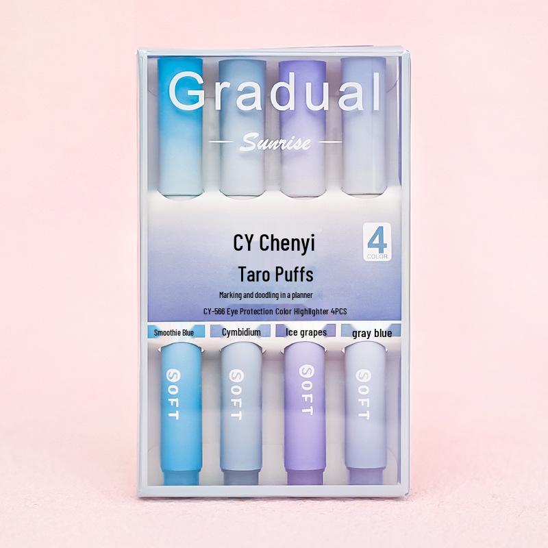 Gradient Color Highlighter - Oblique Tip, Eye-Friendly Journal Marker