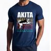 Unisex Tshirt Breathable For Men Crew Neck Tshirt Black Akita Dog Graphic With Colorful Text Layers Hiphop For Man Top Tees