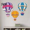 Childrens Bedroom Wall Accents 3Pcs Wooden Hot Air Balloon Art, 2D Flat Cartoon Hanging Ornaments, Colorful Kindergarten Decorations for Living